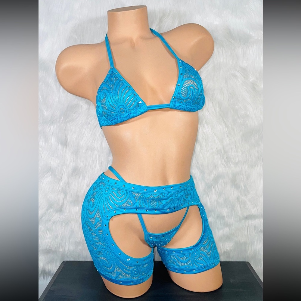 Rhinestone Lace 3 piece Chaps set